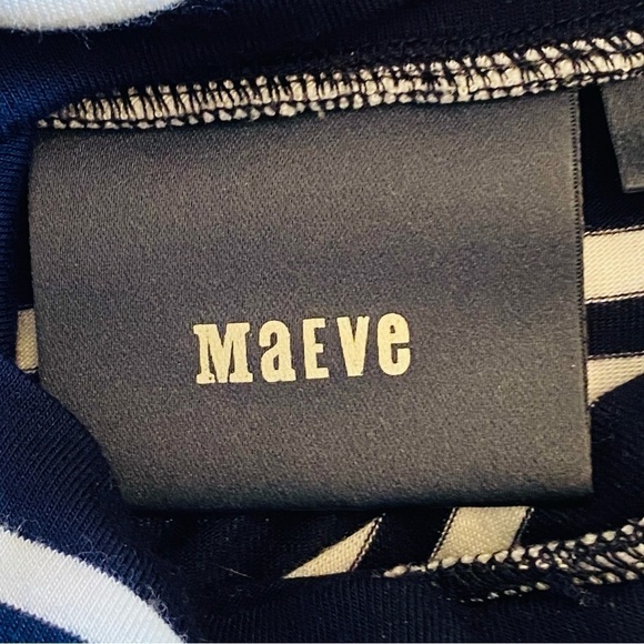 Maeve Anthropologie Navy Blue White Striped Nautical Marine Dress Size Small - Picture 12 of 15